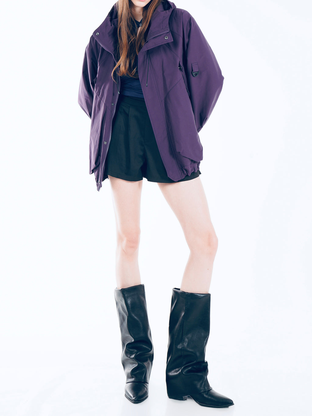 Unisex Hooded Casual Jacket - Purple