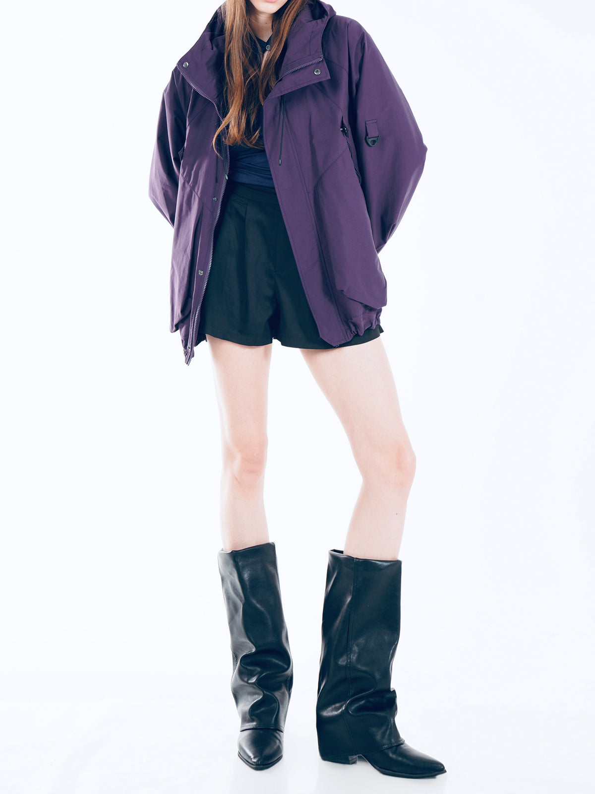 Unisex Hooded Casual Jacket - Purple