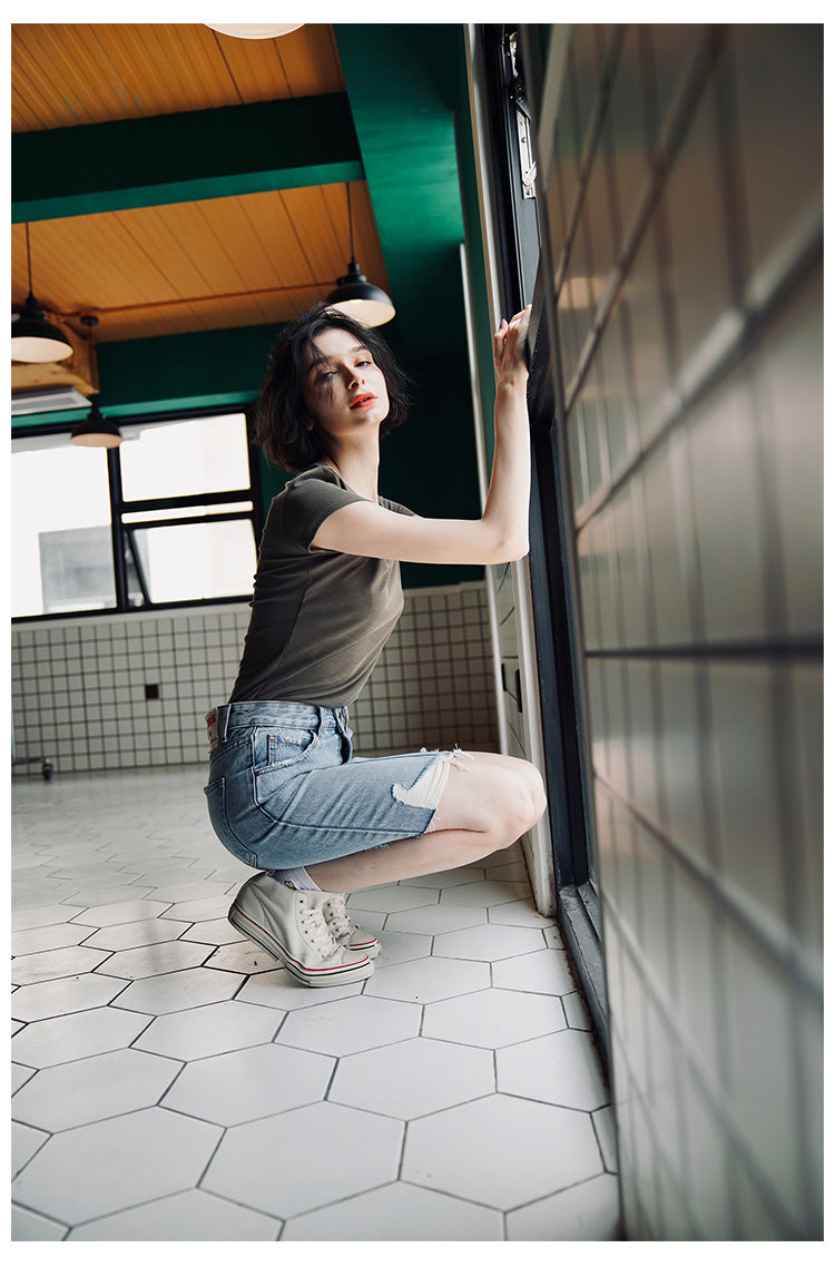 Women's short sleeved summer round neck casual top T-shirt
