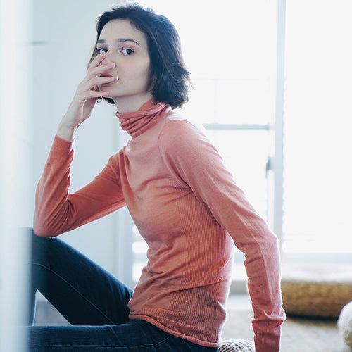 chao Fine Water-Soluble Wool Top for Women Slim Fit Thin Knitted Sweater Autumn New Pullover Long Sleeve Base