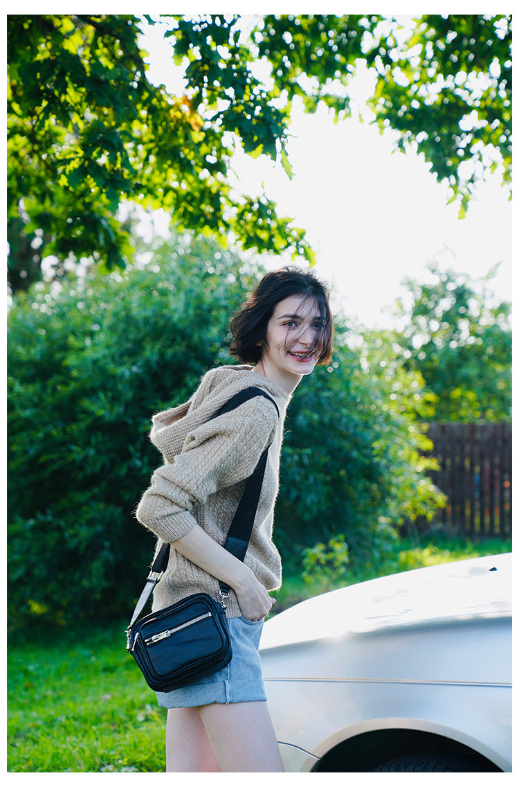 Women's Hooded Pullover Loose Fit  Knitted Top Long Sleeve Sweater