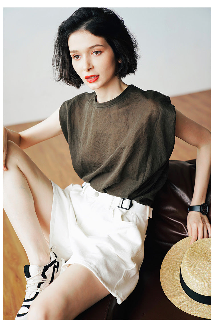 Lightweight, comfortable,  Trendy Women's Summer Loose Fit Short Sleeve, Unique Solid Color  Women's T-shirt