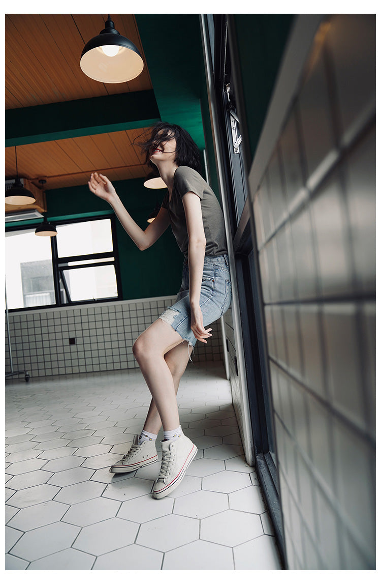 Women's short sleeved summer round neck casual top T-shirt