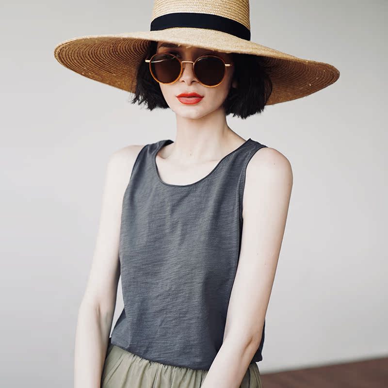 Versatile solid color casual rolled edge camisole, women's trendy sleeveless top, women's camisole