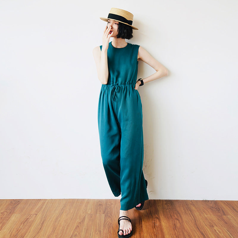 Women's Tencel Jumpsuit Wide-Leg Pants for Women High-Waist Draped Casual Pants Loose Air Conditioning Pants