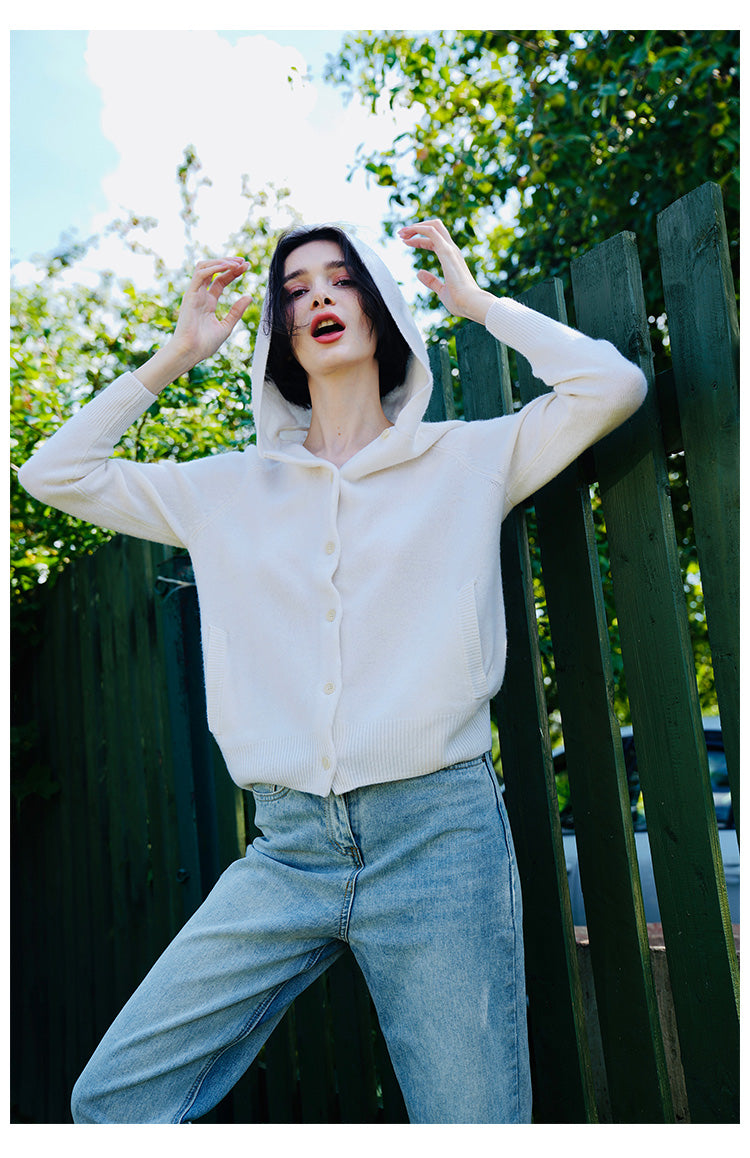 Japanese Style Hooded Sweater for Women Loose Outerwear Versatile Cardigan Wool Sweater for WomenFashionable Autumn Women's Clothing