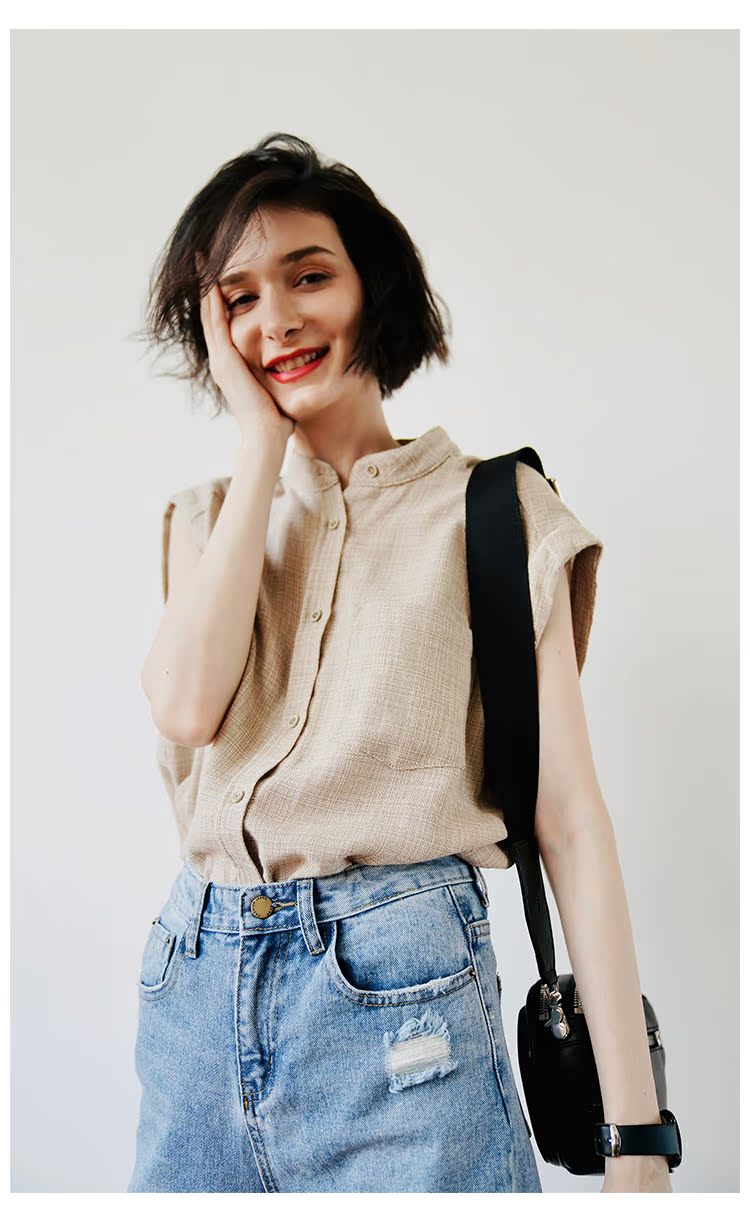Elegant Versatile Cotton Linen Shirt for Women Summer Loose Casual Retro Tops for Women