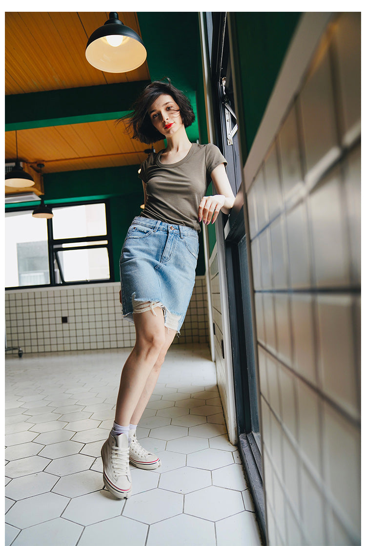 Women's short sleeved summer round neck casual top T-shirt