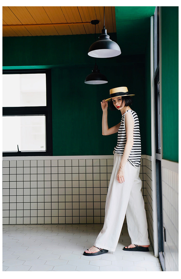Trendy Versatile Sleeveless Striped Knitted Vest for Women Loose Casual Outerwear Women's Top