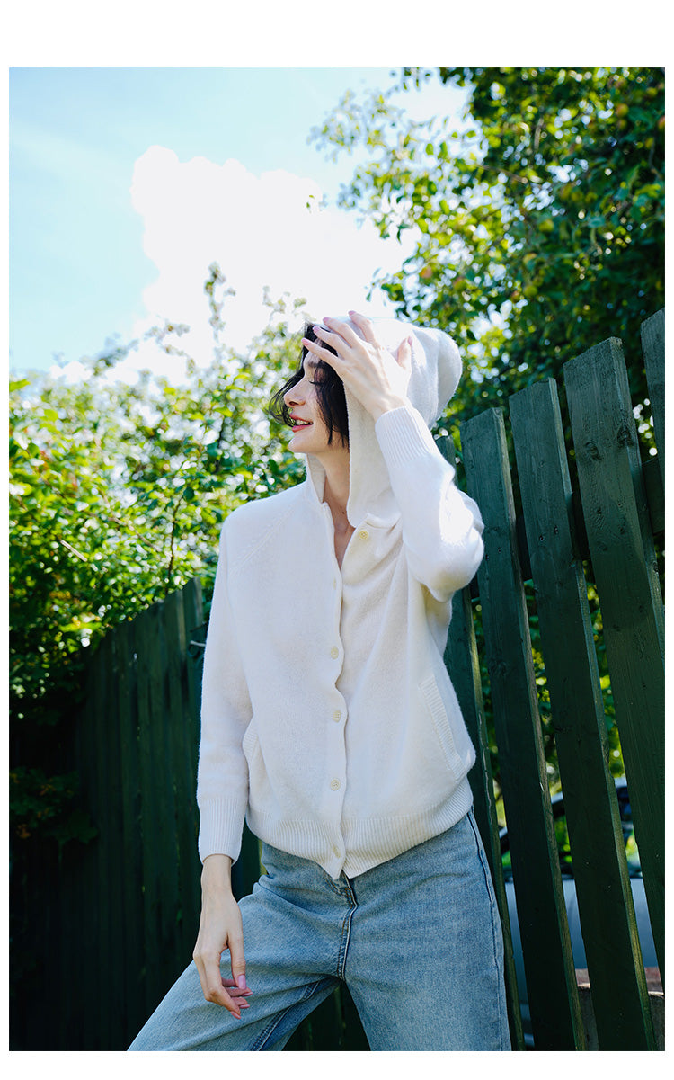 Japanese Style Hooded Sweater for Women Loose Outerwear Versatile Cardigan Wool Sweater for WomenFashionable Autumn Women's Clothing