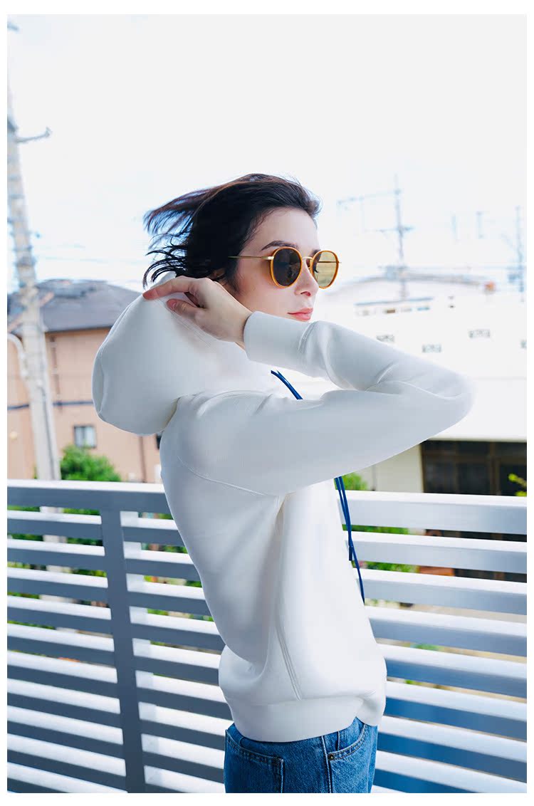 Color-Block Drawstring Thickened Sweatshirt Women's Autumn and Winter Short Hooded Sweatshirt Women's fashion Space Cotton Sweatshirt Women