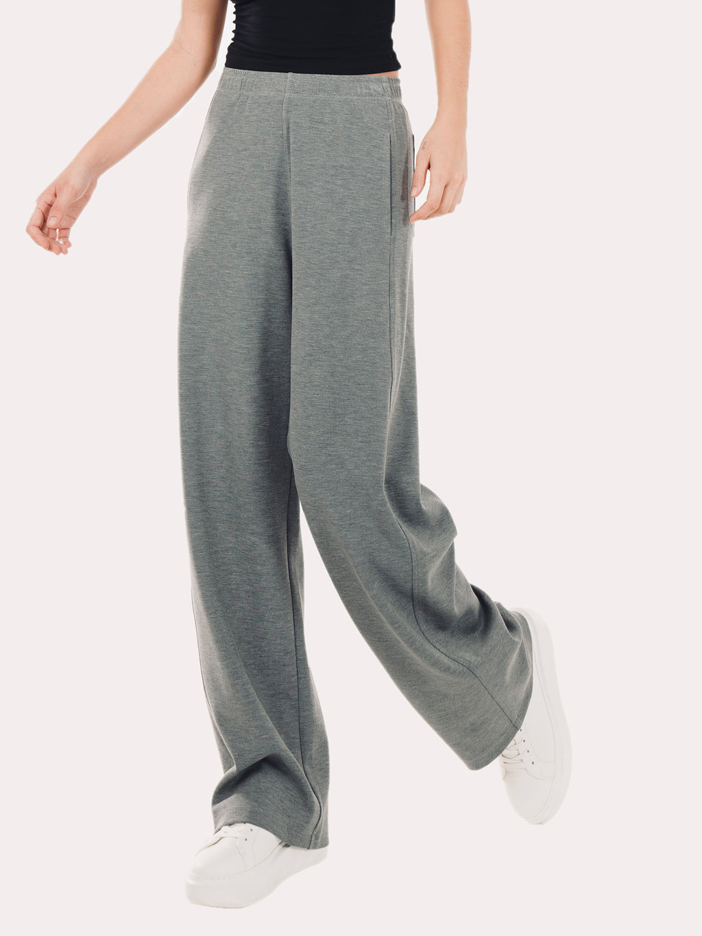 Women's High-Waist Straight Leg Wide-Leg Trousers - Heather Grey