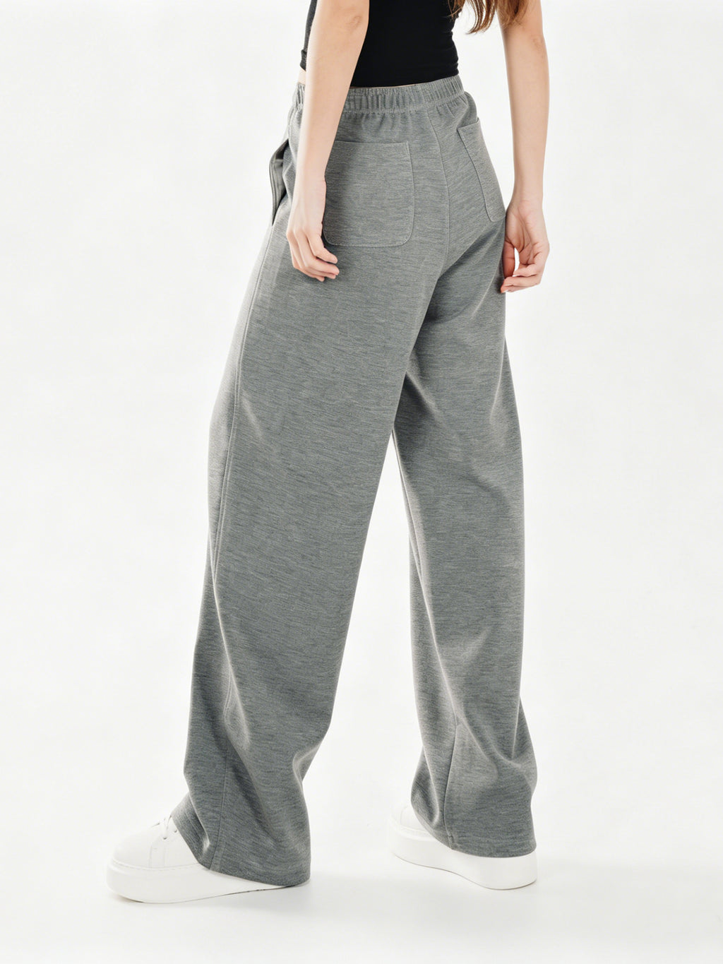 Women's High-Waist Straight Leg Wide-Leg Trousers - Heather Grey