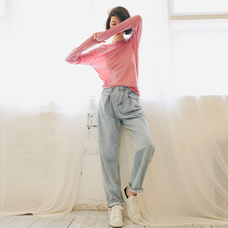 Elastic Skin-Friendly Tencel Knit t Women's New Autumn Long Sleeve Solid Color Top t Women's Base Layer Shirt