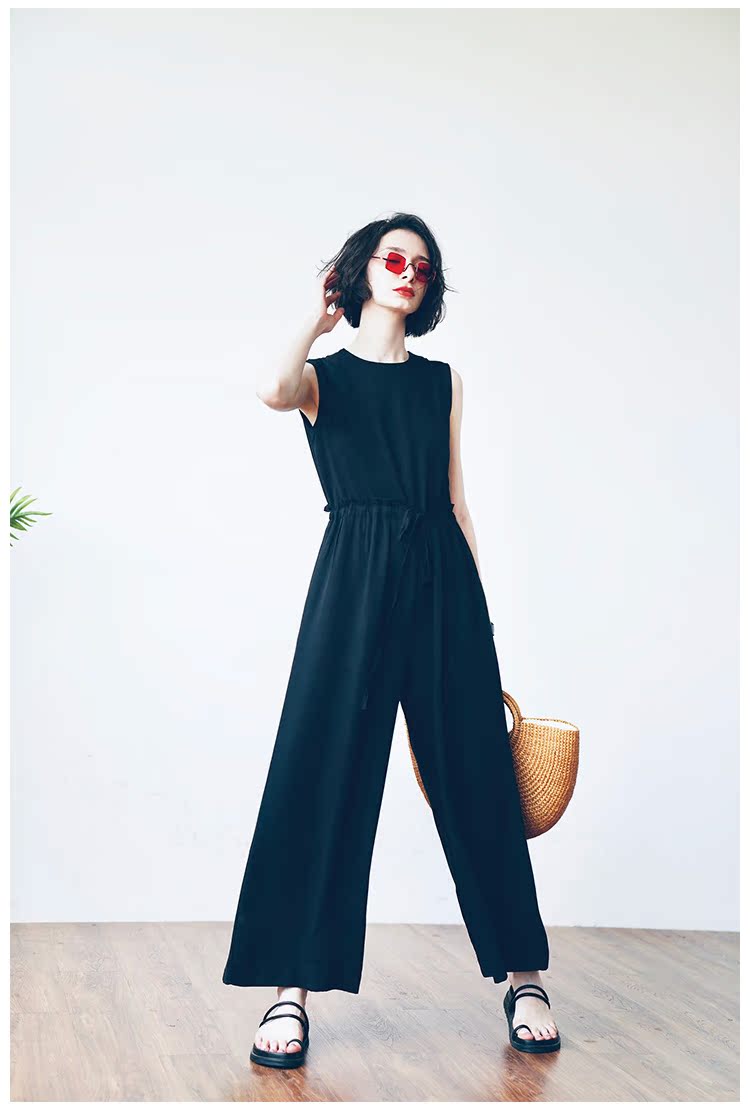 Women's Jumpsuit Tencel Jumpsuit Wide-Leg Pants for Women High-Waist Draped Casual Pants Loose Air Conditioning Pants