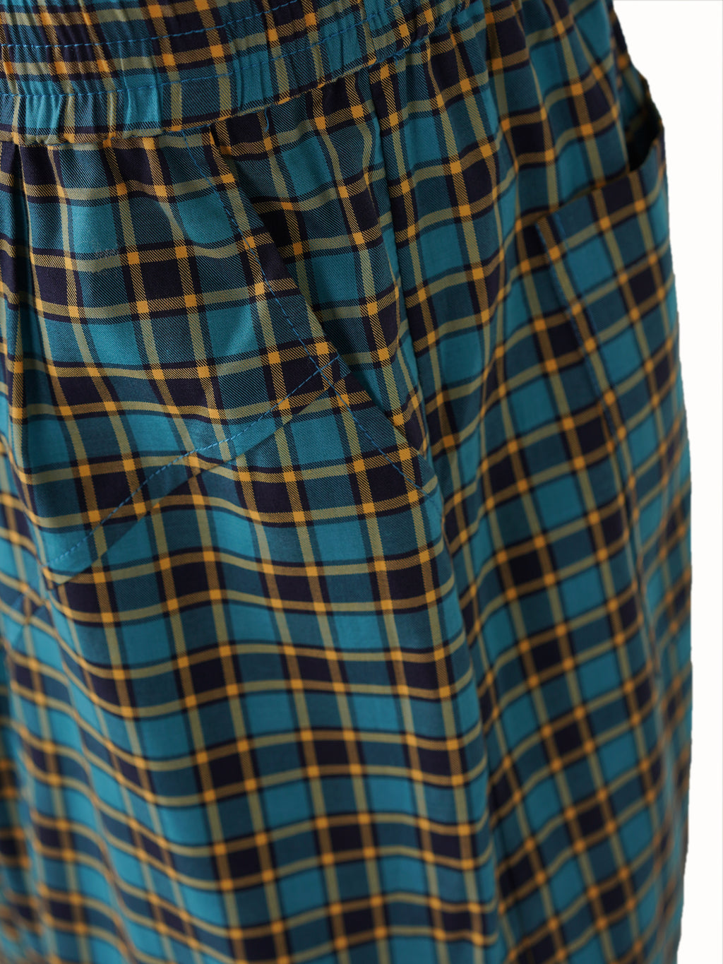 Classic British Plaid Wide-Leg Pants - Blue Grid