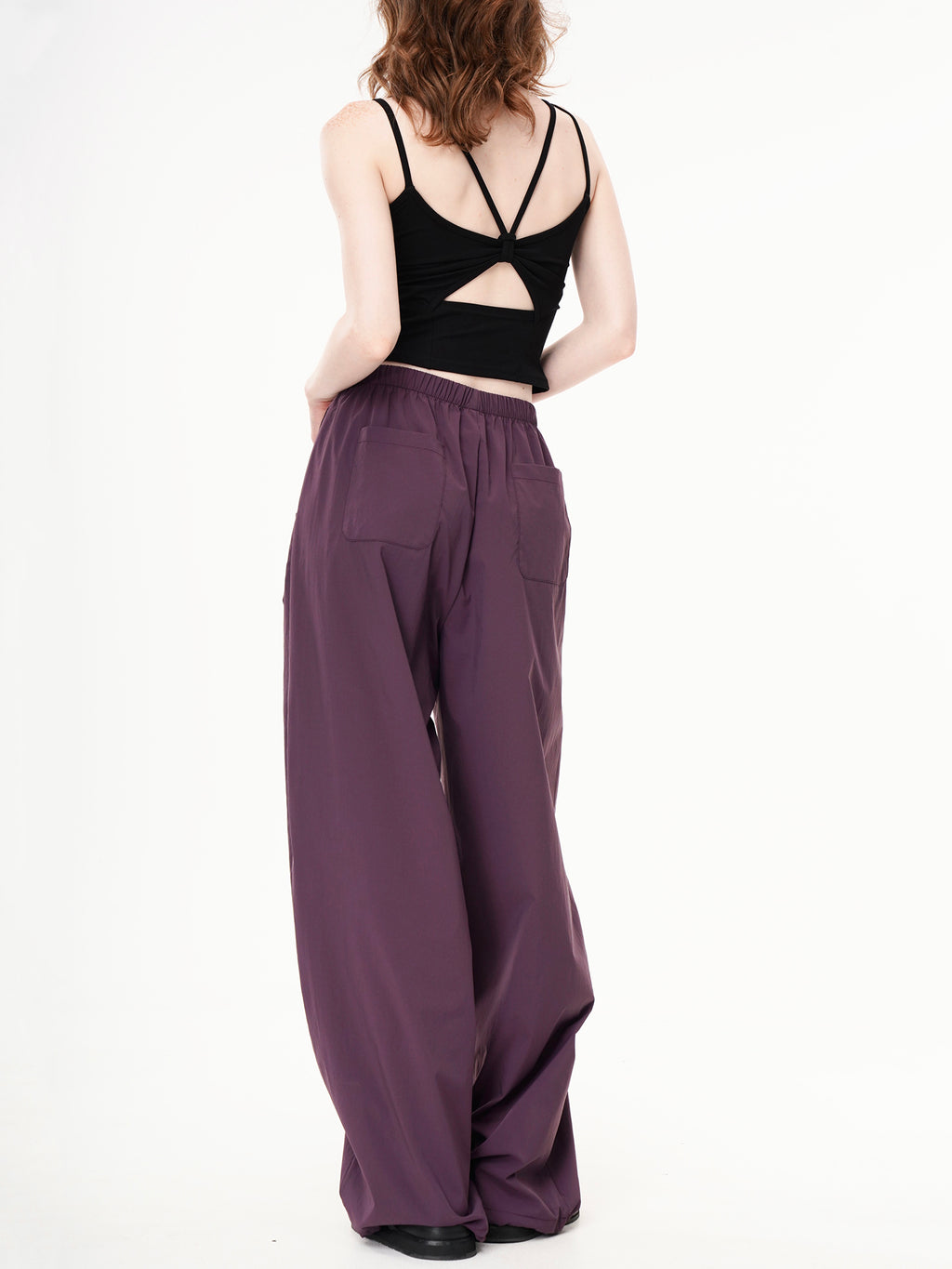 High-Waist Parachute Wide-Leg Pants - Purple