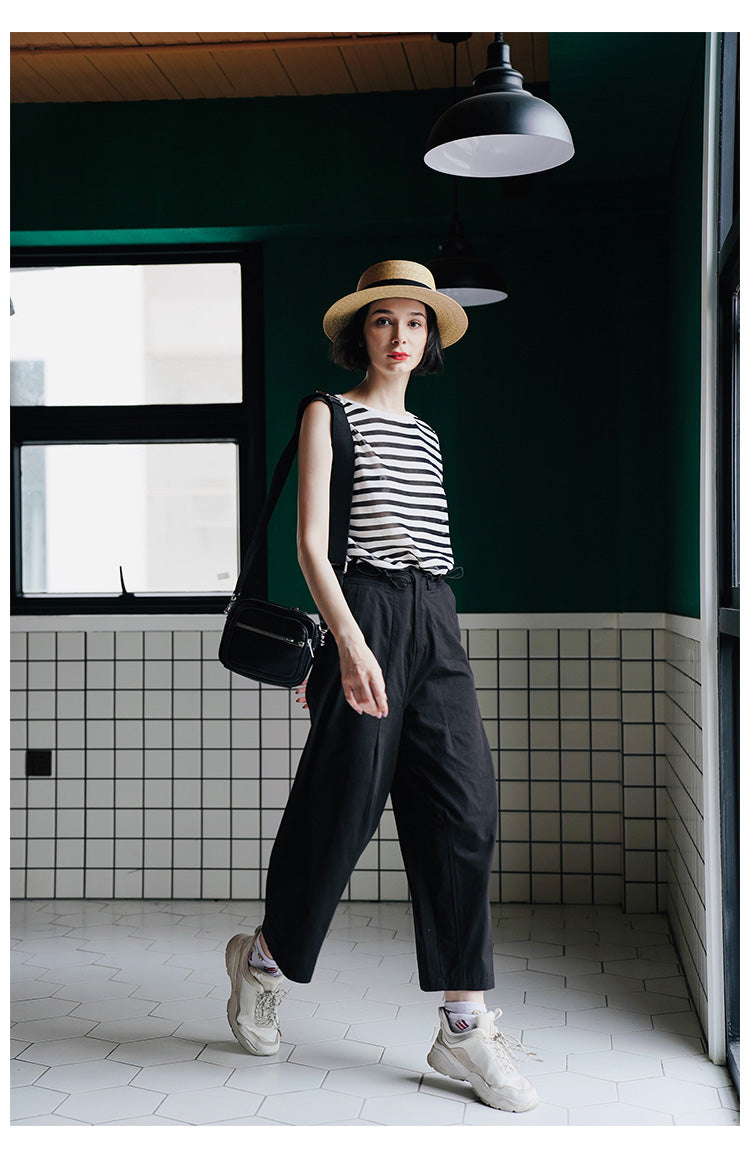 Trendy Versatile Sleeveless Striped Knitted Vest for Women Loose Casual Outerwear Women's Top
