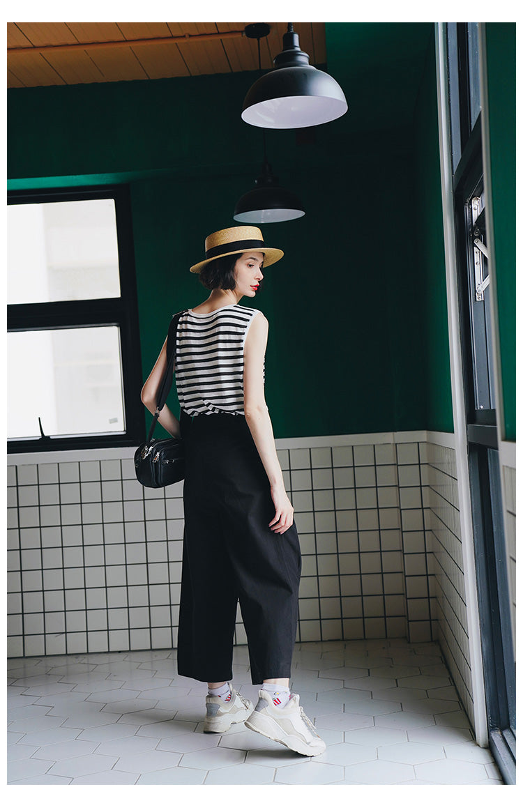 Trendy Versatile Sleeveless Striped Knitted Vest for Women Loose Casual Outerwear Women's Top