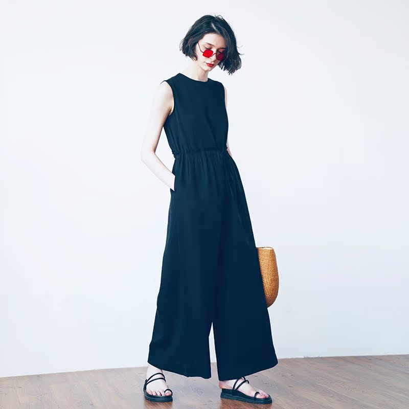 Women's Jumpsuit Tencel Jumpsuit Wide-Leg Pants for Women High-Waist Draped Casual Pants Loose Air Conditioning Pants