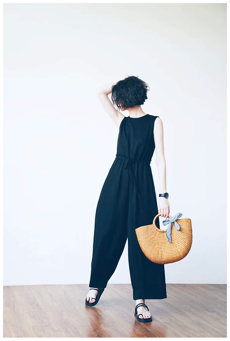 Women's Jumpsuit Tencel Jumpsuit Wide-Leg Pants for Women High-Waist Draped Casual Pants Loose Air Conditioning Pants