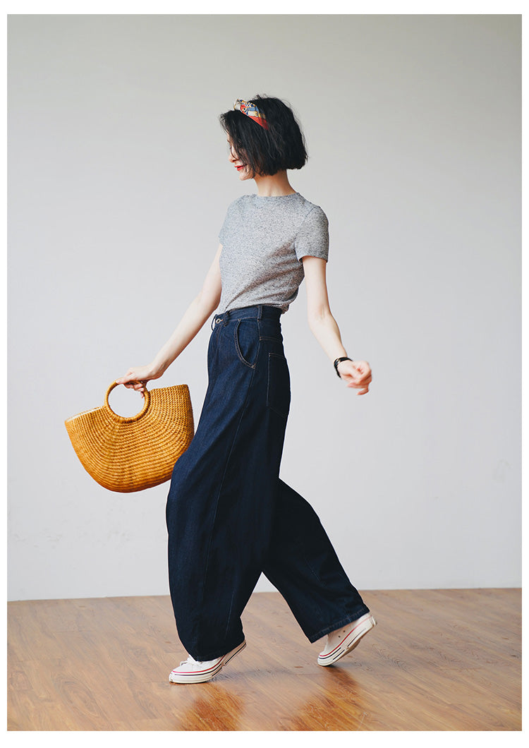 Vintage Wide-Leg Lantern Jeans for Women Wide-Leg Jeans for Women, Trendy New Women's Jeans