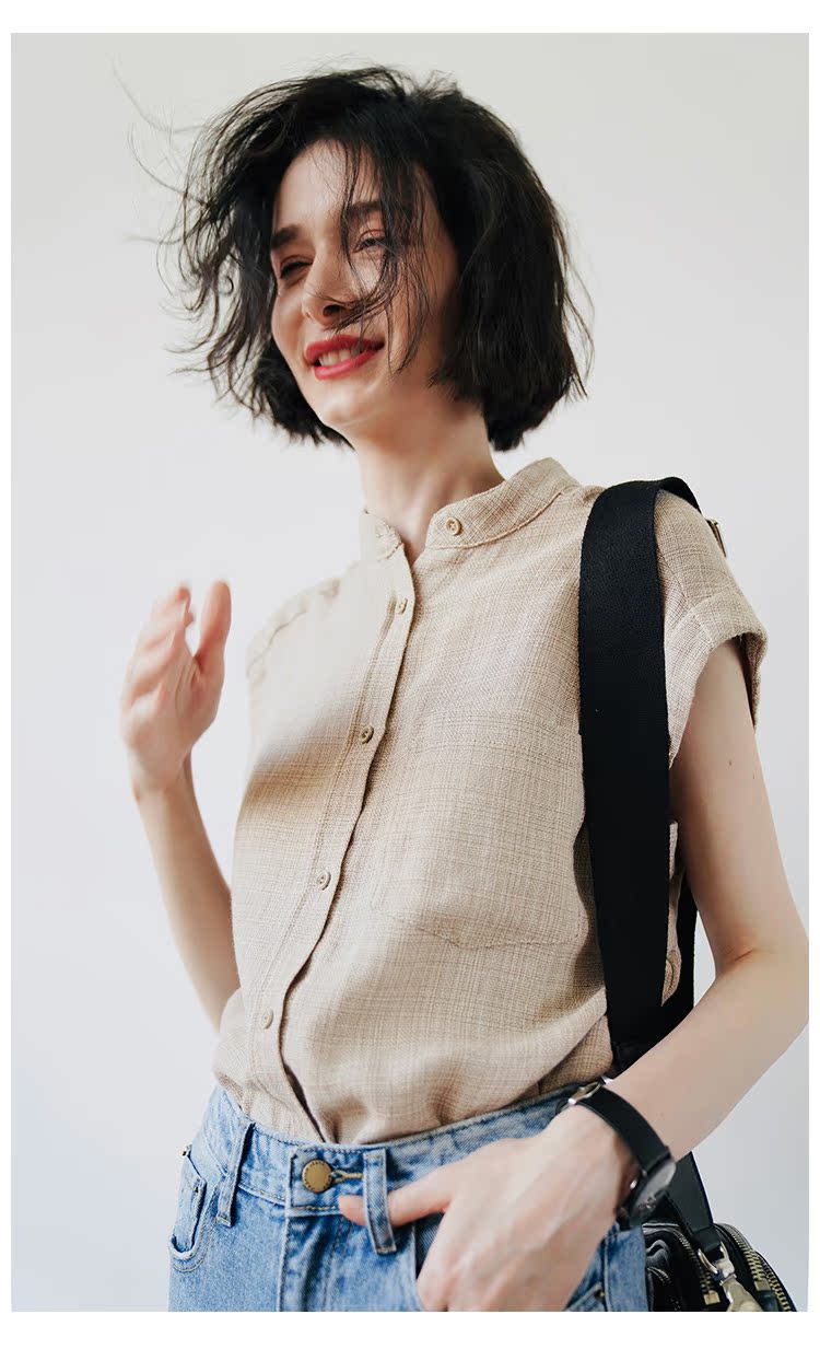 Elegant Versatile Cotton Linen Shirt for Women Summer Loose Casual Retro Tops for Women