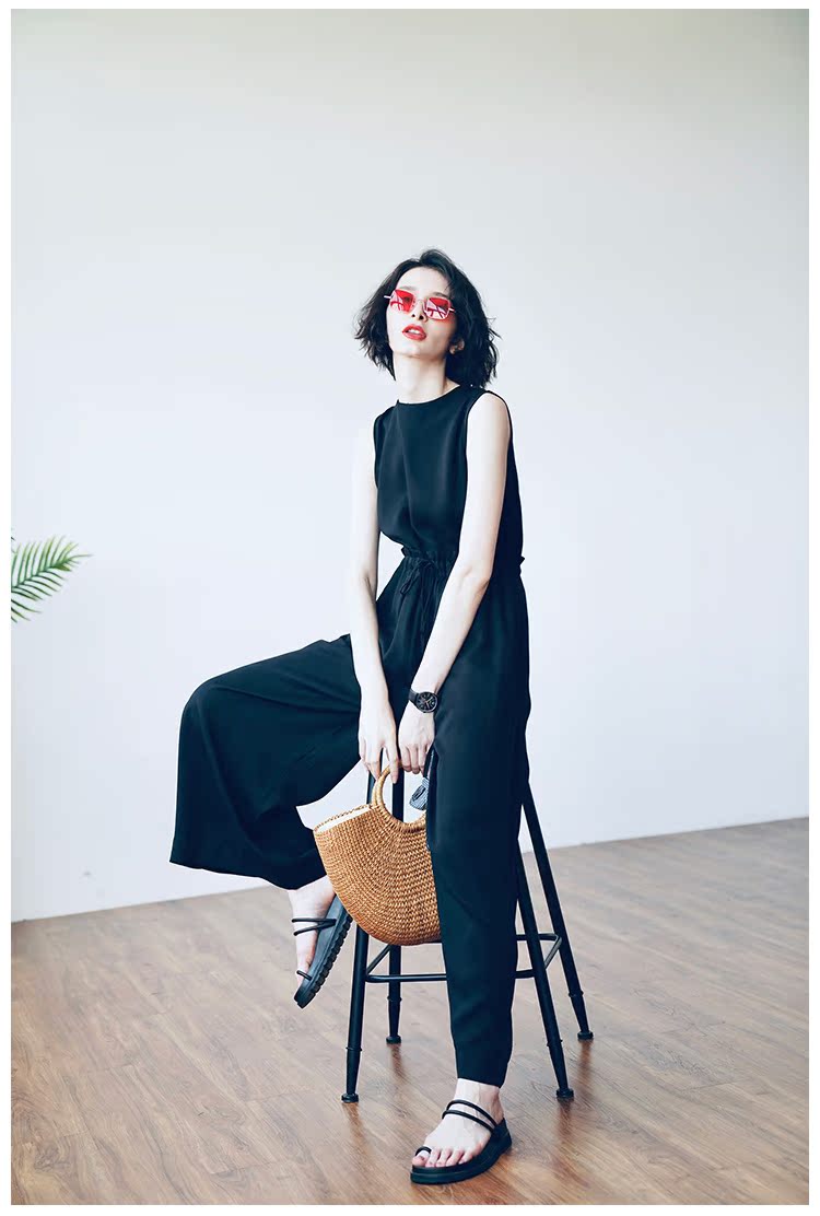 Women's Jumpsuit Tencel Jumpsuit Wide-Leg Pants for Women High-Waist Draped Casual Pants Loose Air Conditioning Pants