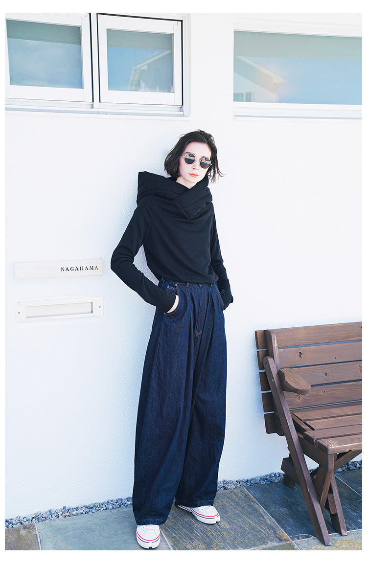 Wizard Hat Base Shirt for Women, Stylish Black Slimming Hooded Base Shirt, Long Sleeve Inner Layer for Spring and Autumn t Women's T-shirt