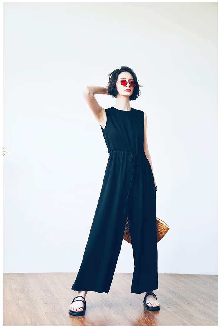 Women's Jumpsuit Tencel Jumpsuit Wide-Leg Pants for Women High-Waist Draped Casual Pants Loose Air Conditioning Pants