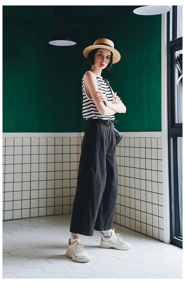 Trendy Versatile Sleeveless Striped Knitted Vest for Women Loose Casual Outerwear Women's Top