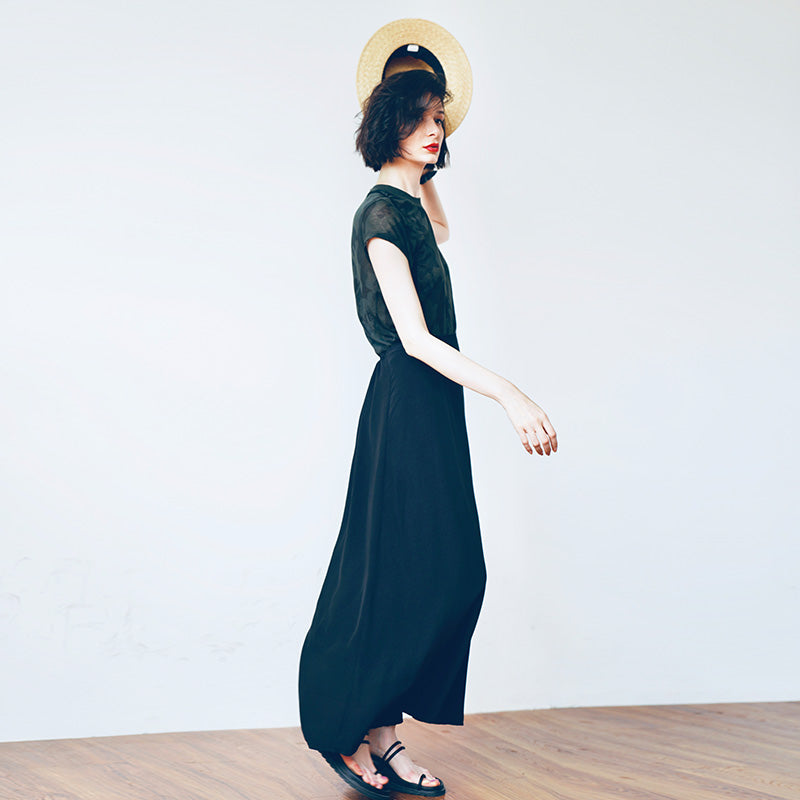 Strap half skirt for women,  half body A-line skirt, high waist black half skirt, women's long style