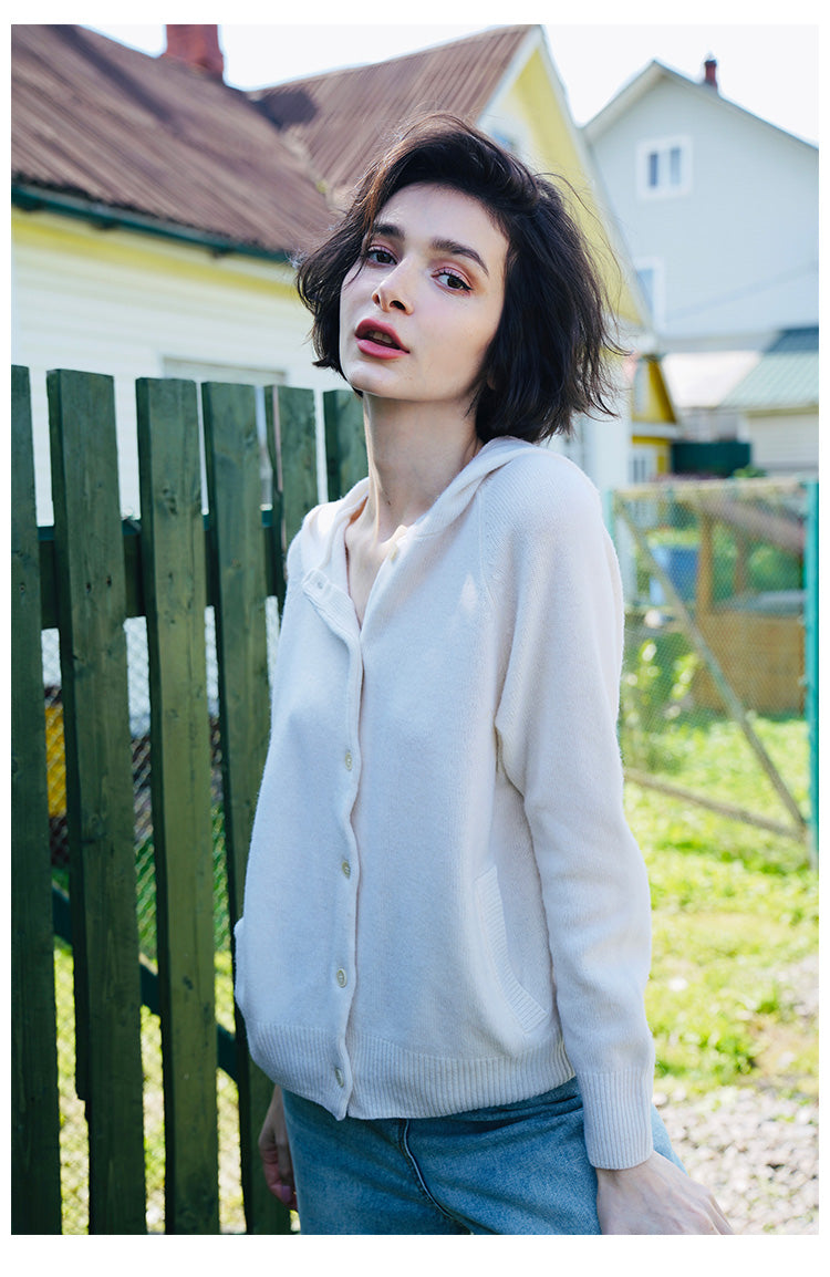 Japanese Style Hooded Sweater for Women Loose Outerwear Versatile Cardigan Wool Sweater for WomenFashionable Autumn Women's Clothing