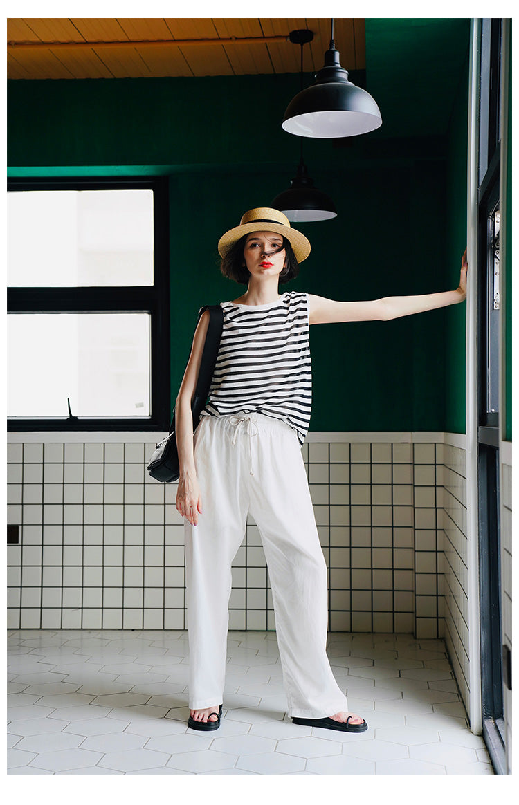 Trendy Versatile Sleeveless Striped Knitted Vest for Women Loose Casual Outerwear Women's Top