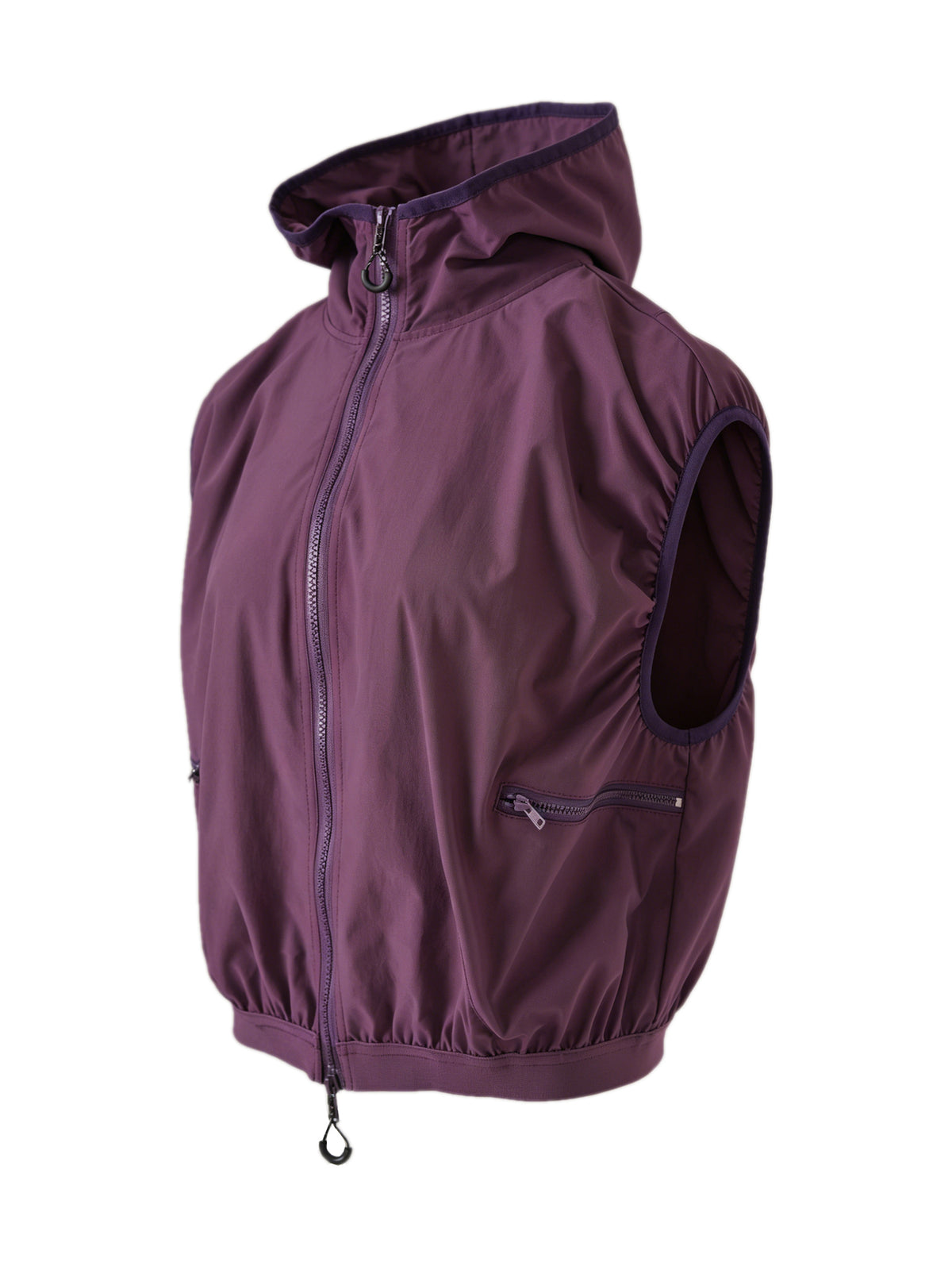 Lightweight Hooded Zipper Vest - Purple