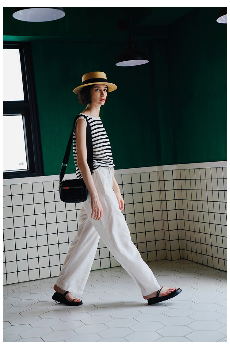 Trendy Versatile Sleeveless Striped Knitted Vest for Women Loose Casual Outerwear Women's Top