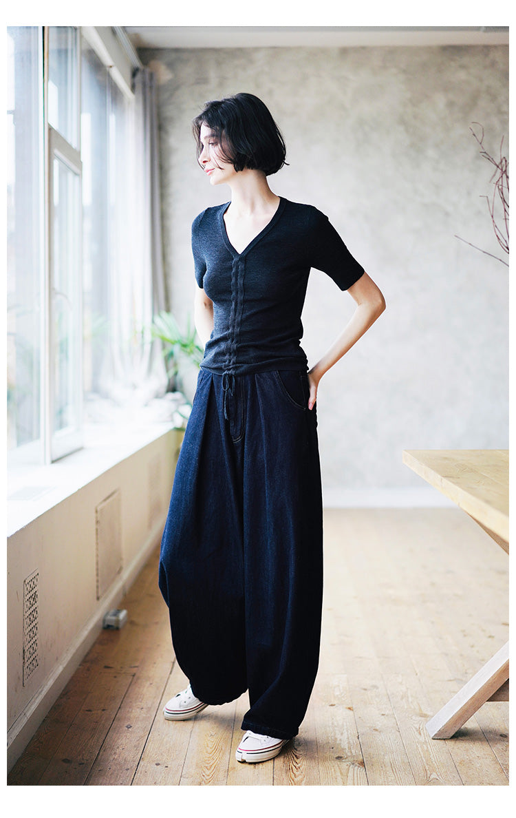 Vintage Wide-Leg Lantern Jeans for Women Wide-Leg Jeans for Women, Trendy New Women's Jeans