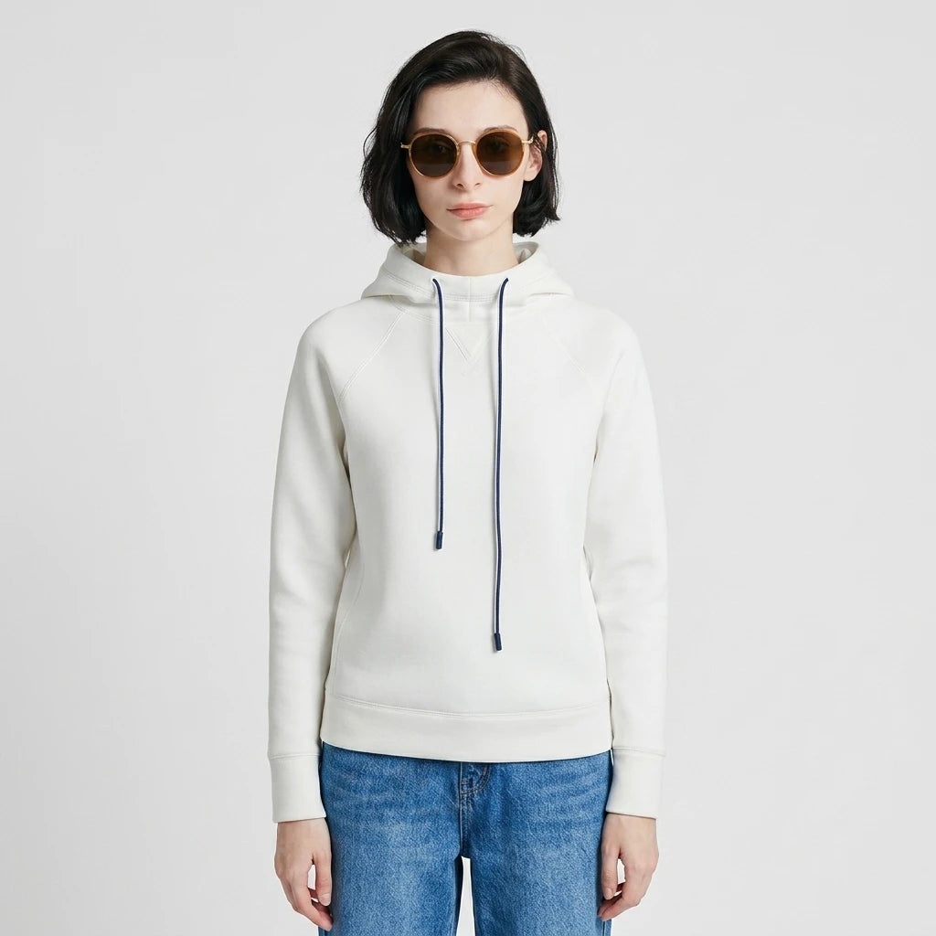 Color-Block Drawstring Thickened Sweatshirt Women's Autumn and Winter Short Hooded Sweatshirt Women's fashion Space Cotton Sweatshirt Women