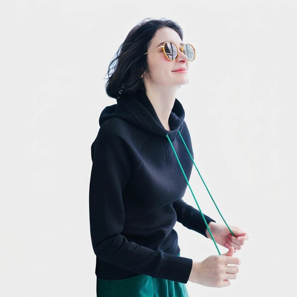 Color-Block Drawstring Thickened Sweatshirt Women's Autumn and Winter Short Hooded Sweatshirt Women's fashion Space Cotton Sweatshirt Women