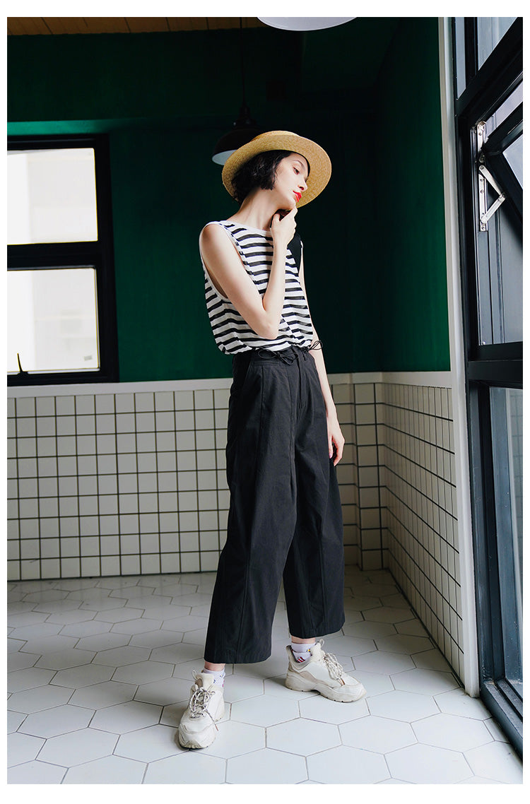 Trendy Versatile Sleeveless Striped Knitted Vest for Women Loose Casual Outerwear Women's Top