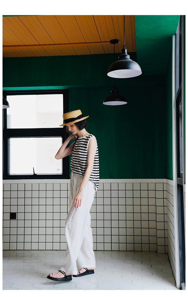 Trendy Versatile Sleeveless Striped Knitted Vest for Women Loose Casual Outerwear Women's Top
