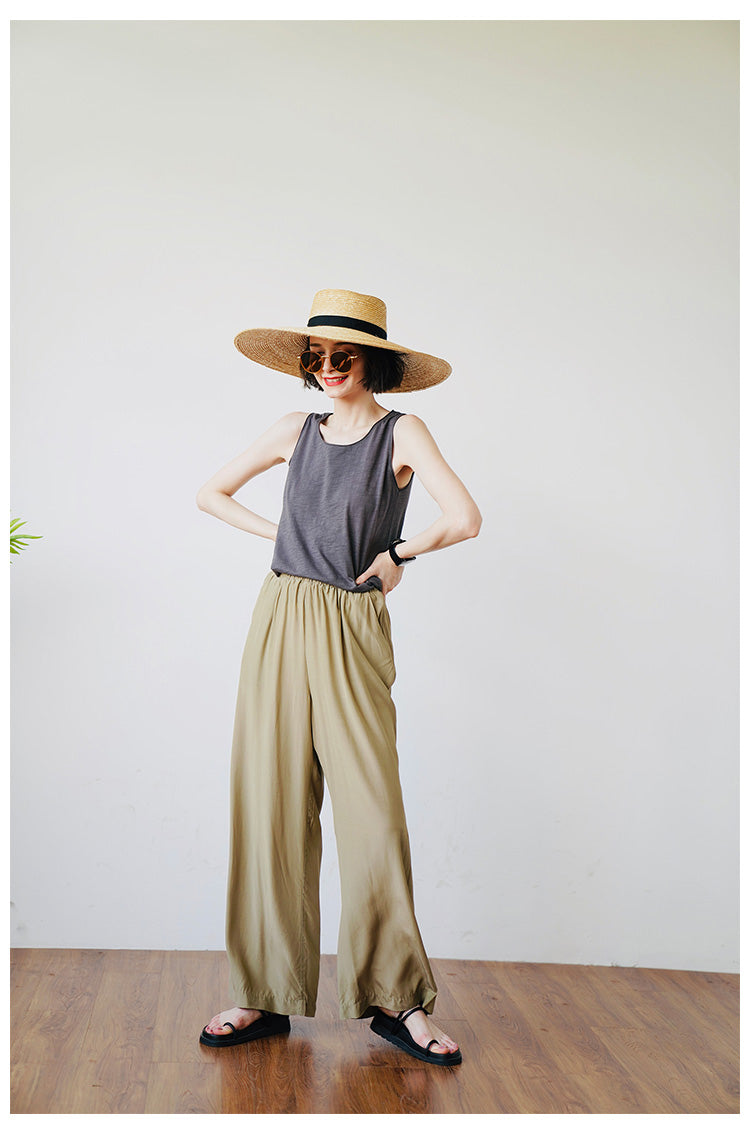Versatile solid color casual rolled edge camisole, women's trendy sleeveless top, women's camisole
