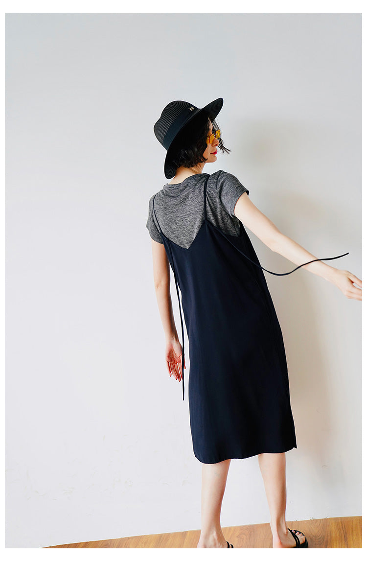 Retro style long suspender dress, summer new suspender dress, age reducing and slimming, stylish dress