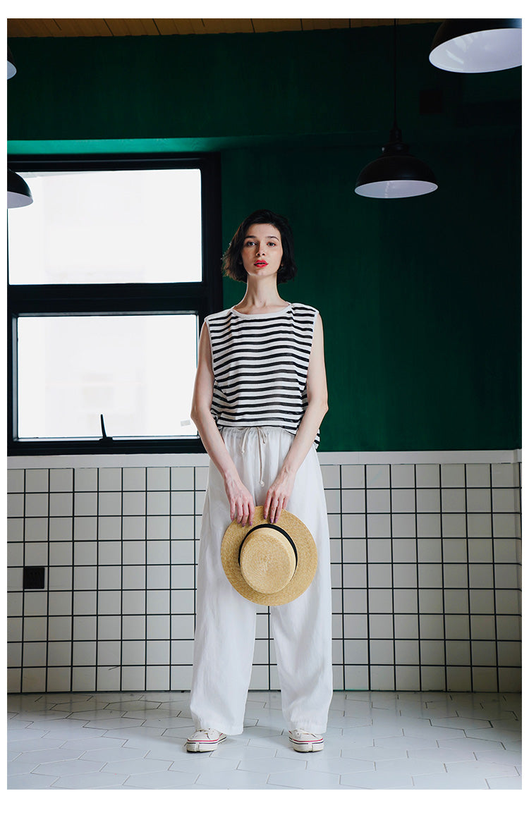 Trendy Versatile Sleeveless Striped Knitted Vest for Women Loose Casual Outerwear Women's Top