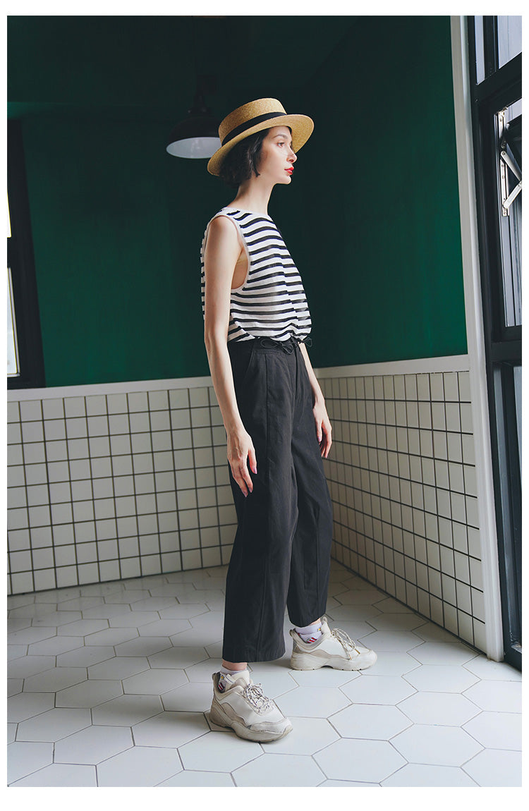 Trendy Versatile Sleeveless Striped Knitted Vest for Women Loose Casual Outerwear Women's Top