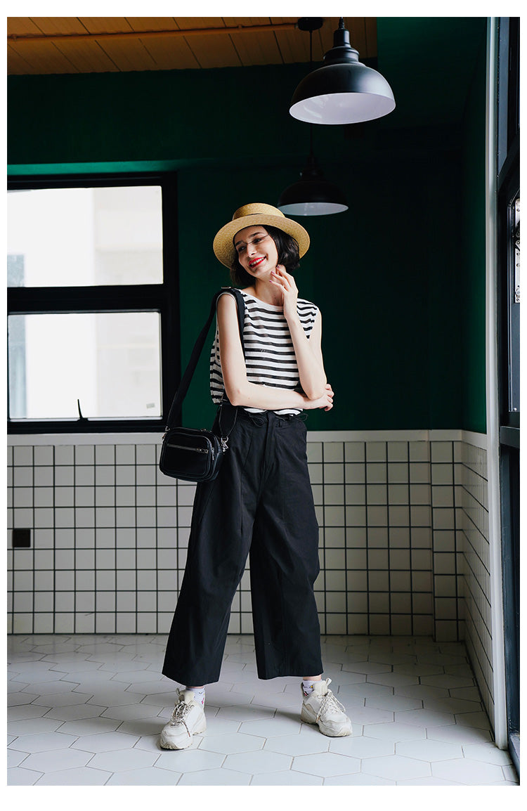 Trendy Versatile Sleeveless Striped Knitted Vest for Women Loose Casual Outerwear Women's Top