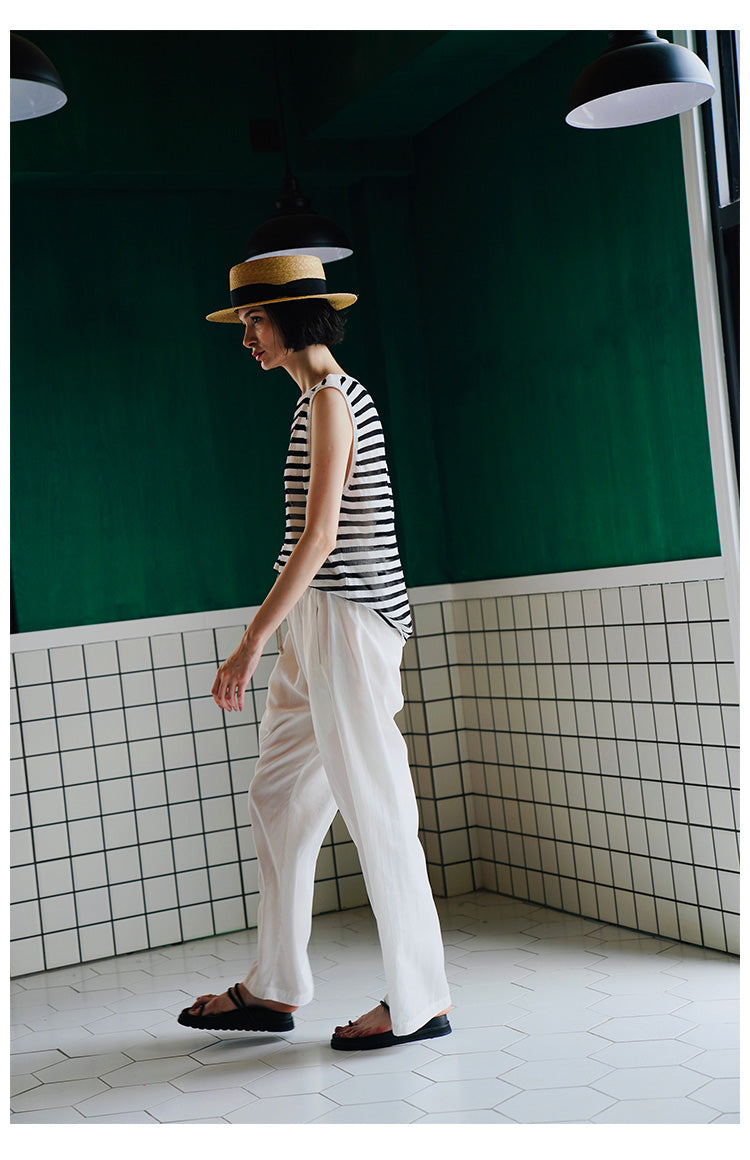 Trendy Versatile Sleeveless Striped Knitted Vest for Women Loose Casual Outerwear Women's Top