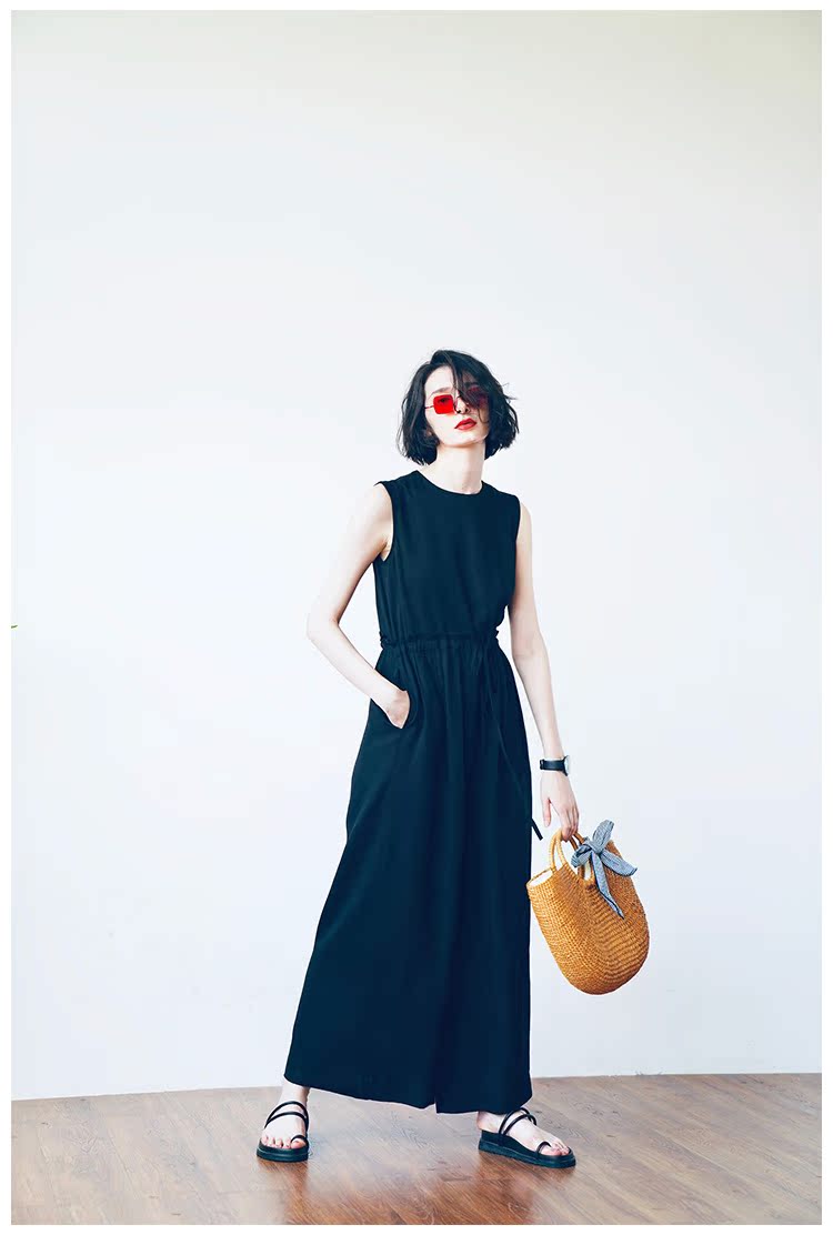 Women's Jumpsuit Tencel Jumpsuit Wide-Leg Pants for Women High-Waist Draped Casual Pants Loose Air Conditioning Pants