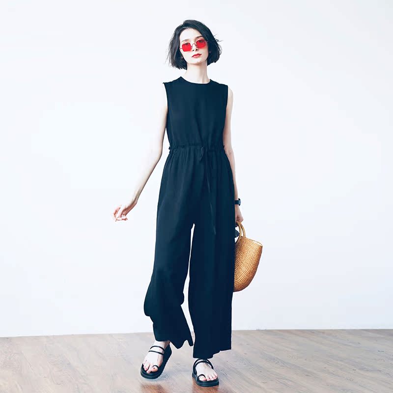 Women's Jumpsuit Tencel Jumpsuit Wide-Leg Pants for Women High-Waist Draped Casual Pants Loose Air Conditioning Pants