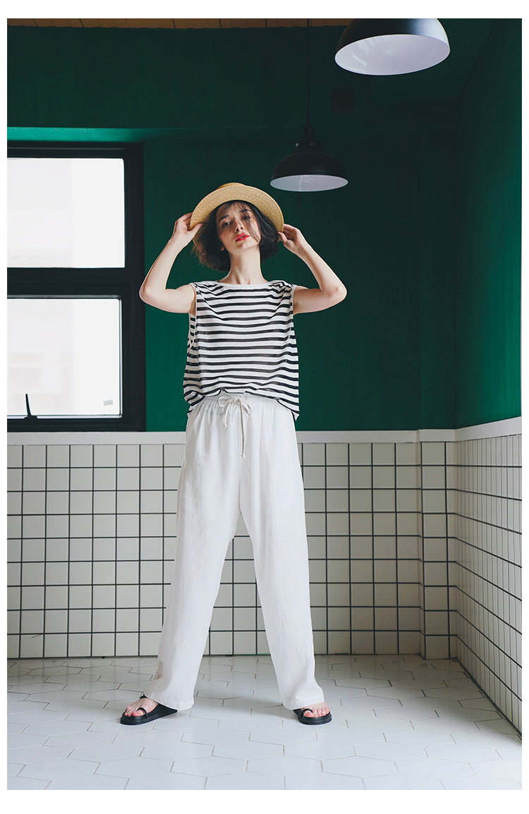 Trendy Versatile Sleeveless Striped Knitted Vest for Women Loose Casual Outerwear Women's Top